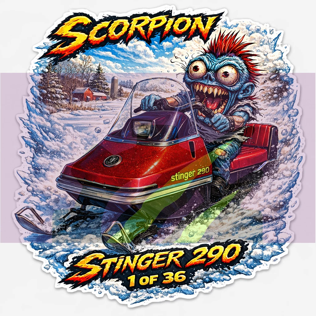 Scorpion Stinger 290 Vinyl Sticker 9x9cm Monsters on Machines 1 of 36.webp