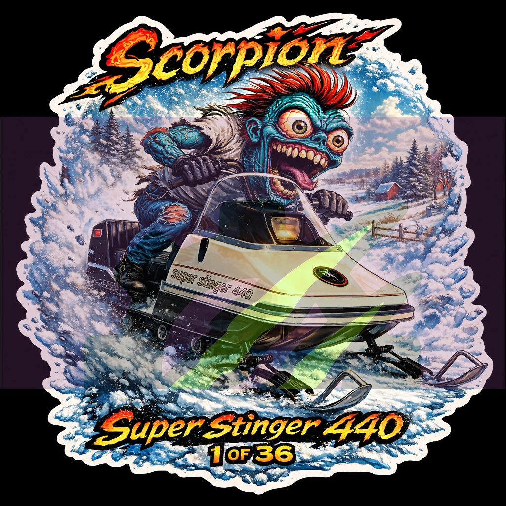 1973 Scorpion Super Stinger 440 White Cowl Vinyl Sticker 9x9cm Number 01 of 36.webp