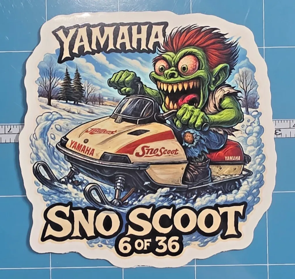Yamaha Sno Scoot Monster Vinyl Sticker 9x9cm 06-36 Snowmobile Die Cut.webp