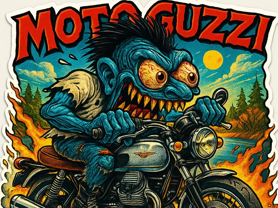 Moto Guzzi Cartoon Sticker Die-Cut Vinyl Monsters on Machines 2 of 12