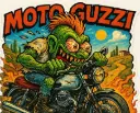 Moto Guzzi Cartoon Sticker Die-Cut Vinyl Monsters on Machines 4 of 12