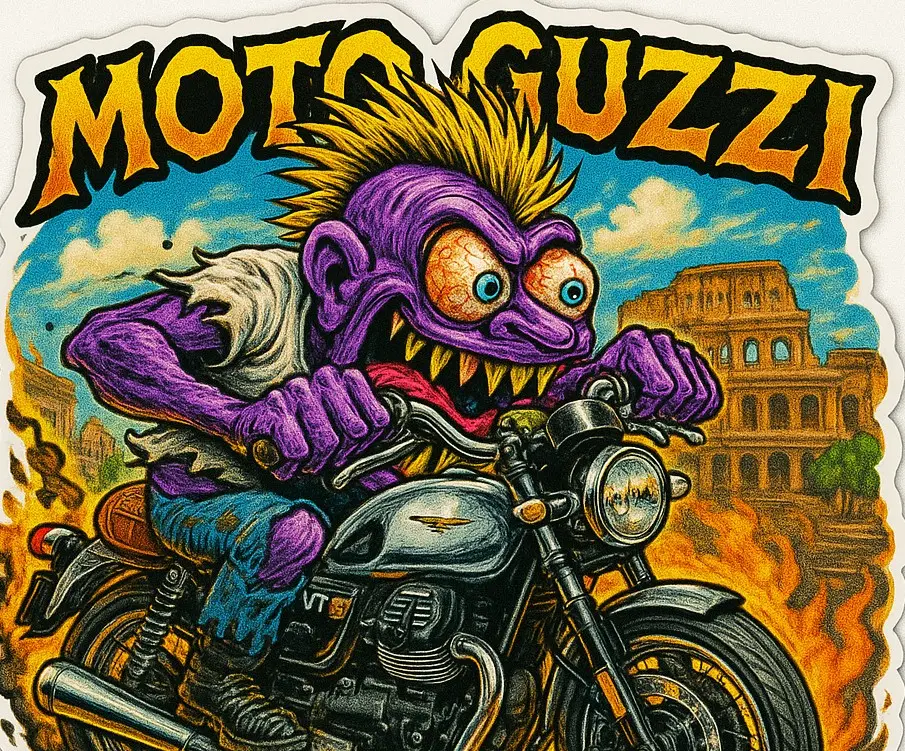 Moto Guzzi Cartoon Sticker Die-Cut Vinyl Monsters on Machines 7 of 12