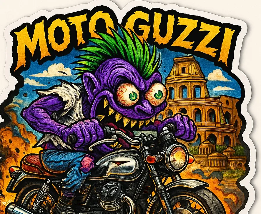 Moto Guzzi Cartoon Sticker Die-Cut Vinyl Monsters on Machines 8 of 12