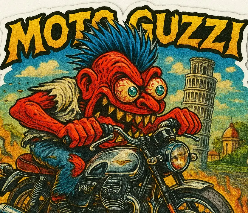 Moto Guzzi Cartoon Sticker Die-Cut Vinyl Monsters on Machines 9 of 12