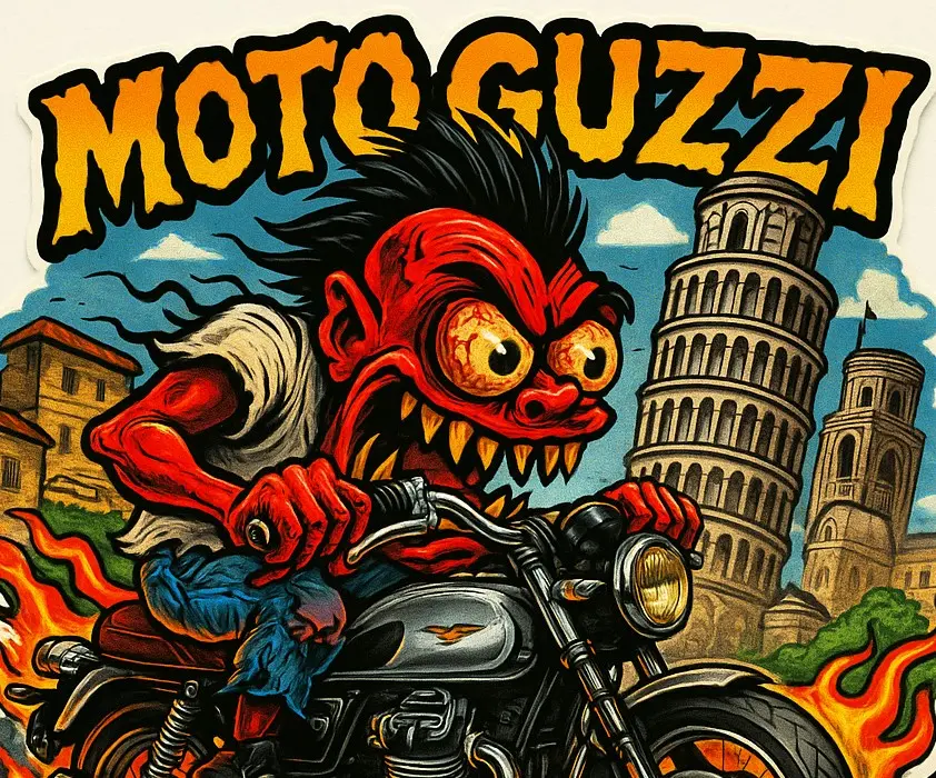 Moto Guzzi Cartoon Sticker Die-Cut Vinyl Monsters on Machines 10 of 12
