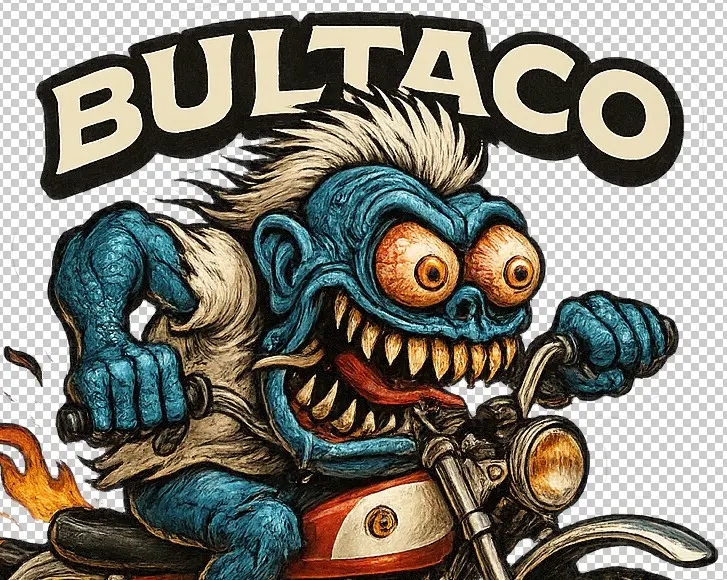 Bultaco El Montadero 360 Bike Parody Art Vinyl Sticker