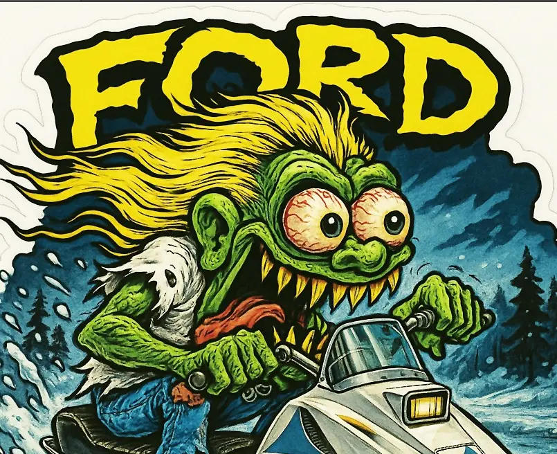Ford 8000 Prototype Snowmobile Mutant Sticker