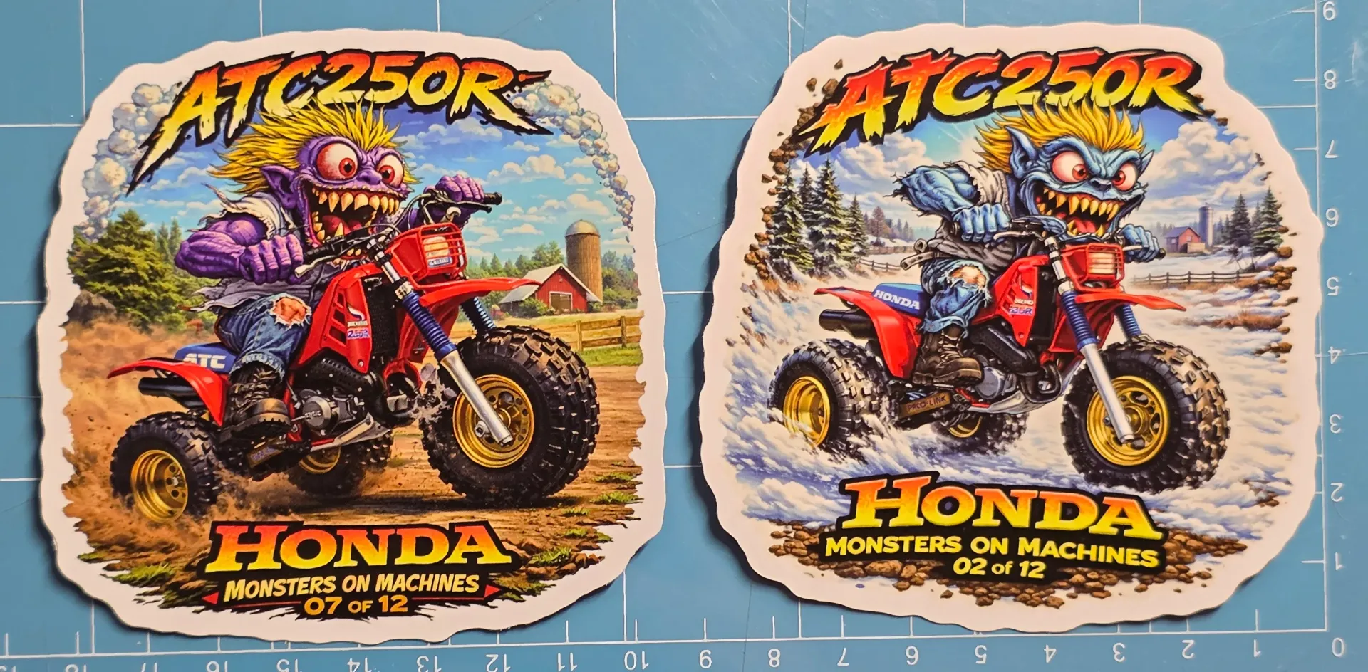 Honda ATC250R Monster Sticker 2 Pack 9x9cm Vinyl Decal MoM 02/12 07/12