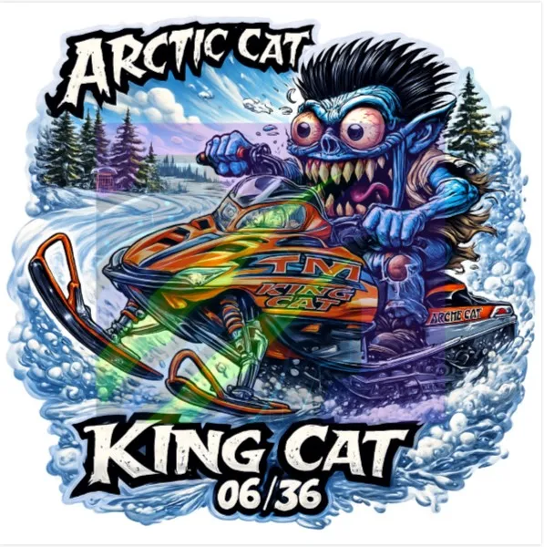 2005 Arctic Cat King Cat Snowmobile Monster Vinyl Sticker 9x9cm Decal 6 of 36