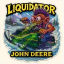 John Deere Liquidator Snowmobile Cartoon Sticker 9x9cm Vinyl Decal