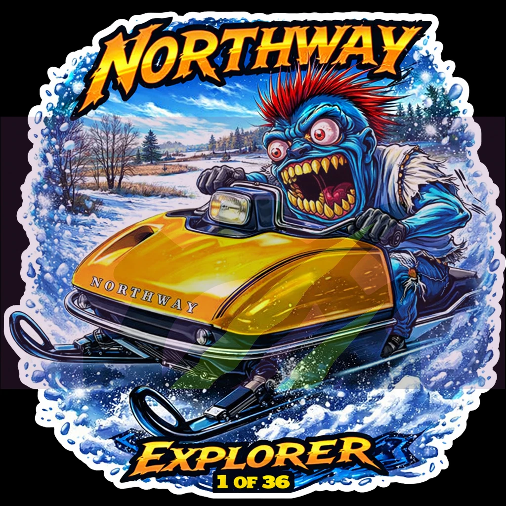 Northway Explorer Snowmobile Vinyl Sticker 9x9cm Die Cut 1 of 36