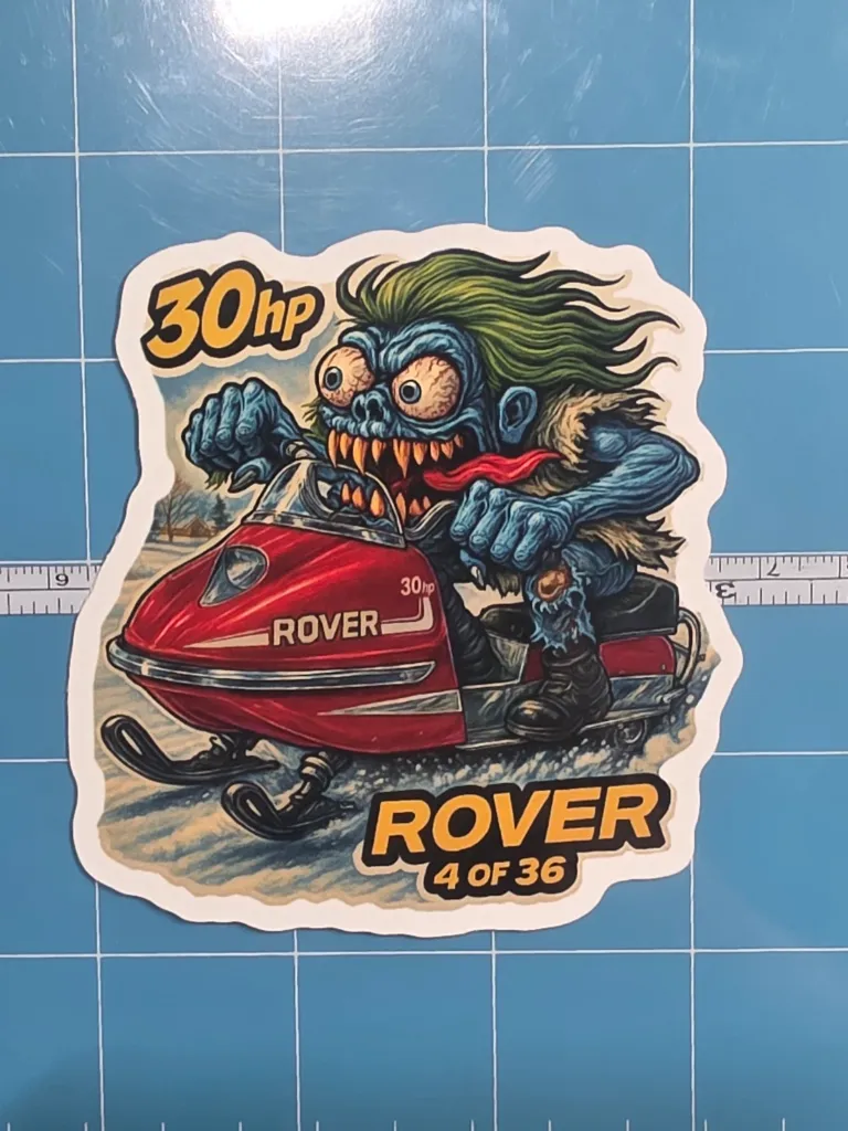 Rover 30HP Monster Vinyl Sticker 9x9cm 04 of 36 Snowmobile Die Cut