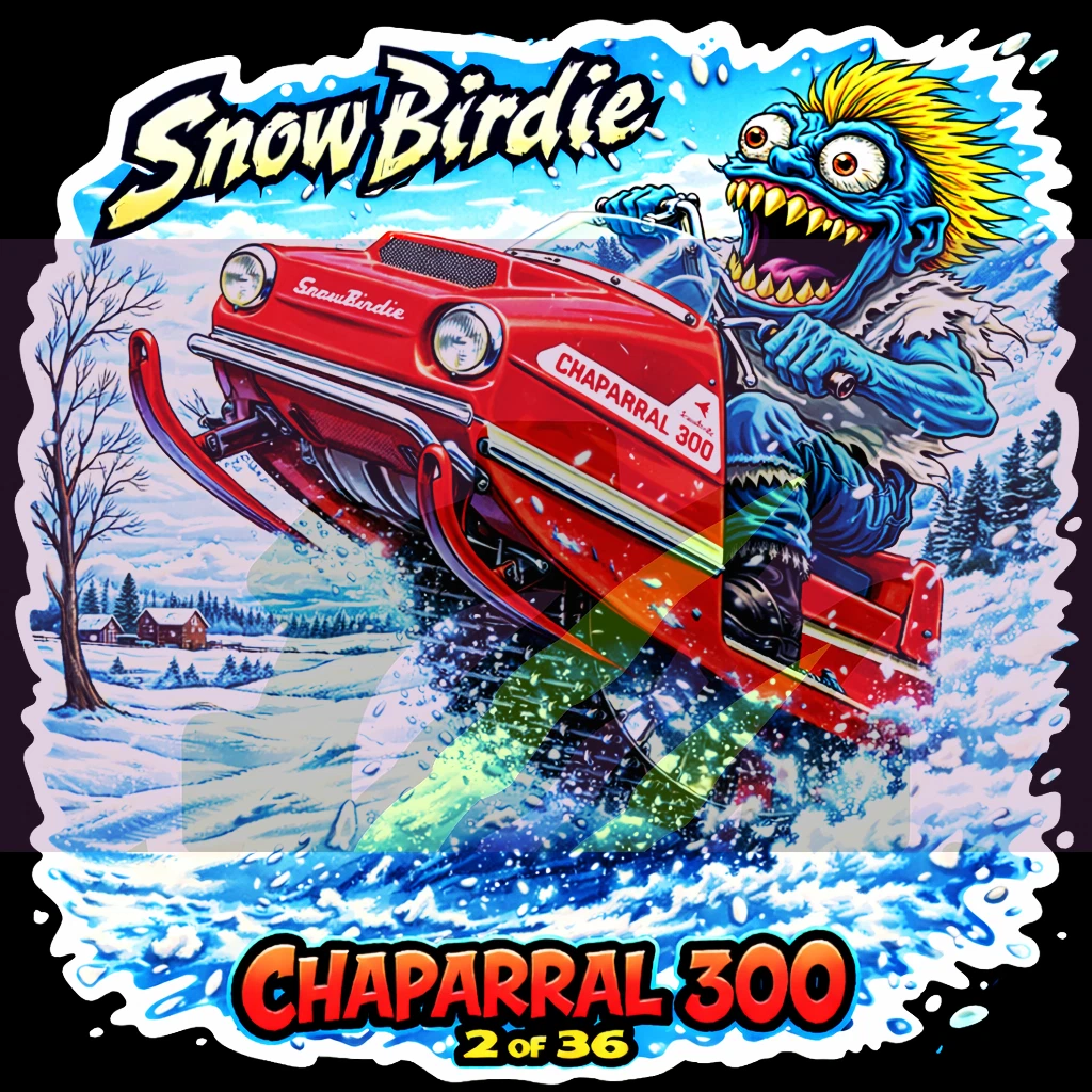 Snow Birdie Chaparral 300 Snowmobile Vinyl Sticker 9x9cm 2-36