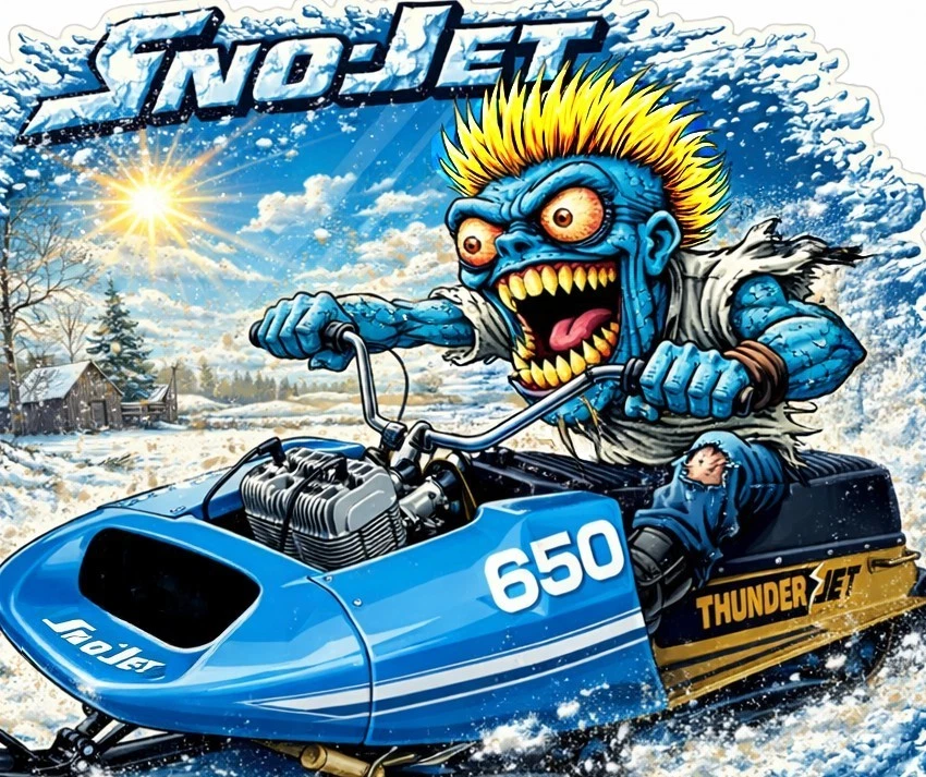Sno-Jet Thunderjet 650 Snowmobile Vinyl Sticker 9x9cm Die Cut Monsters 2-36