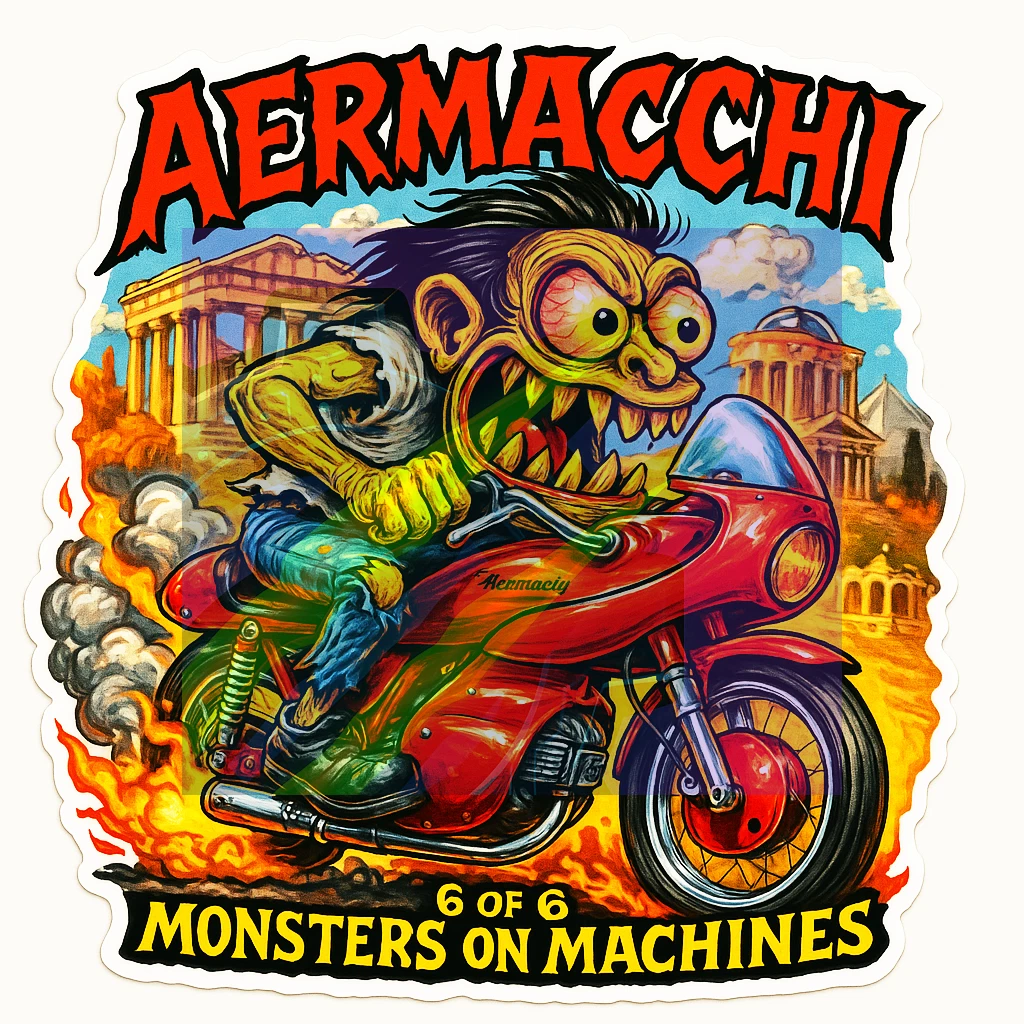 Aermacchi Athens Greece Monster Motorcycle Sticker 9x9cm Die-Cut 6 of 6