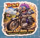 1969 BSA A50 Royal Star Monster Vinyl Sticker 9x9cm Monsters on Machines 3 of 36