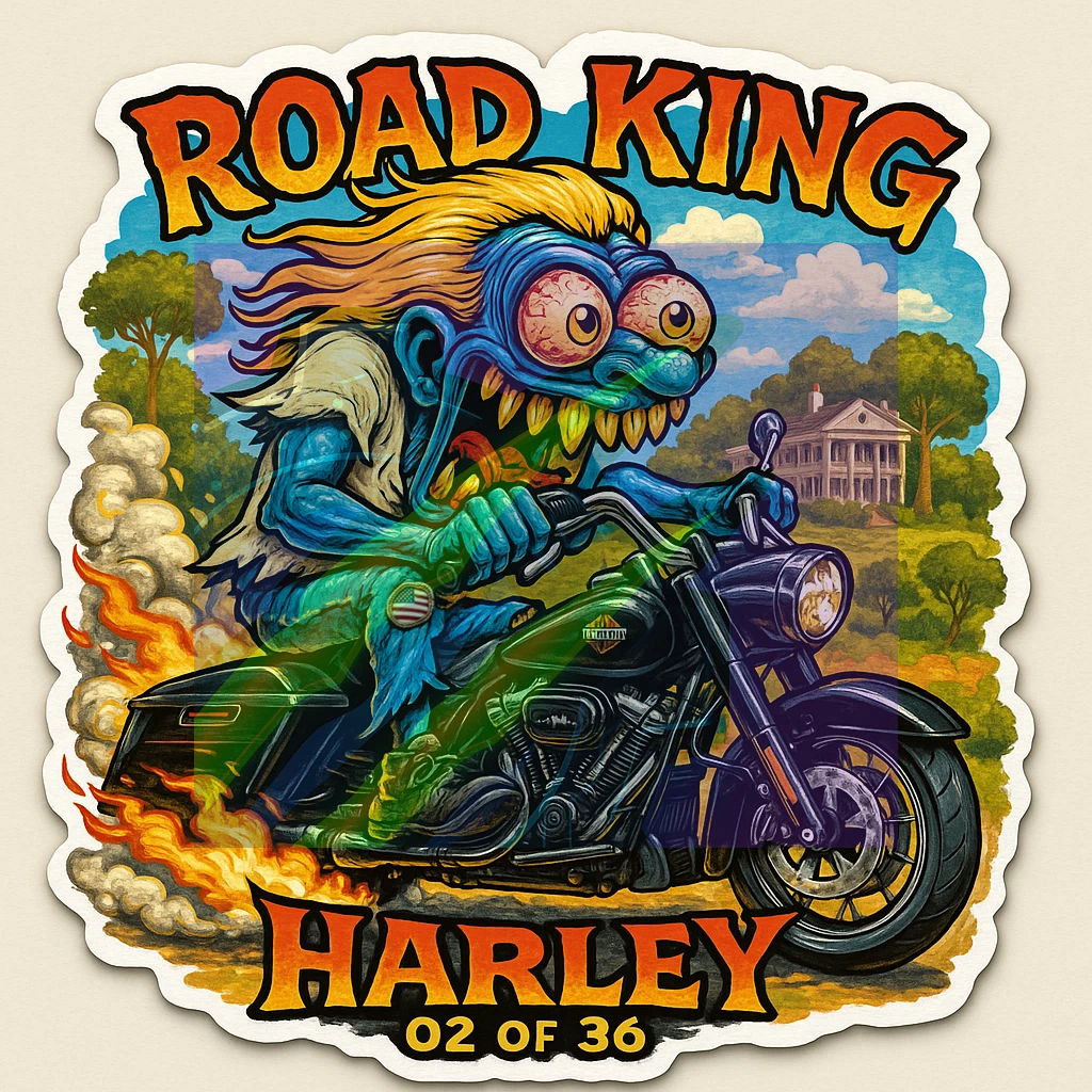 Harley Road King Monster Rider Sticker 9x9cm Vinyl Die Cut Decal Number 2 of 36