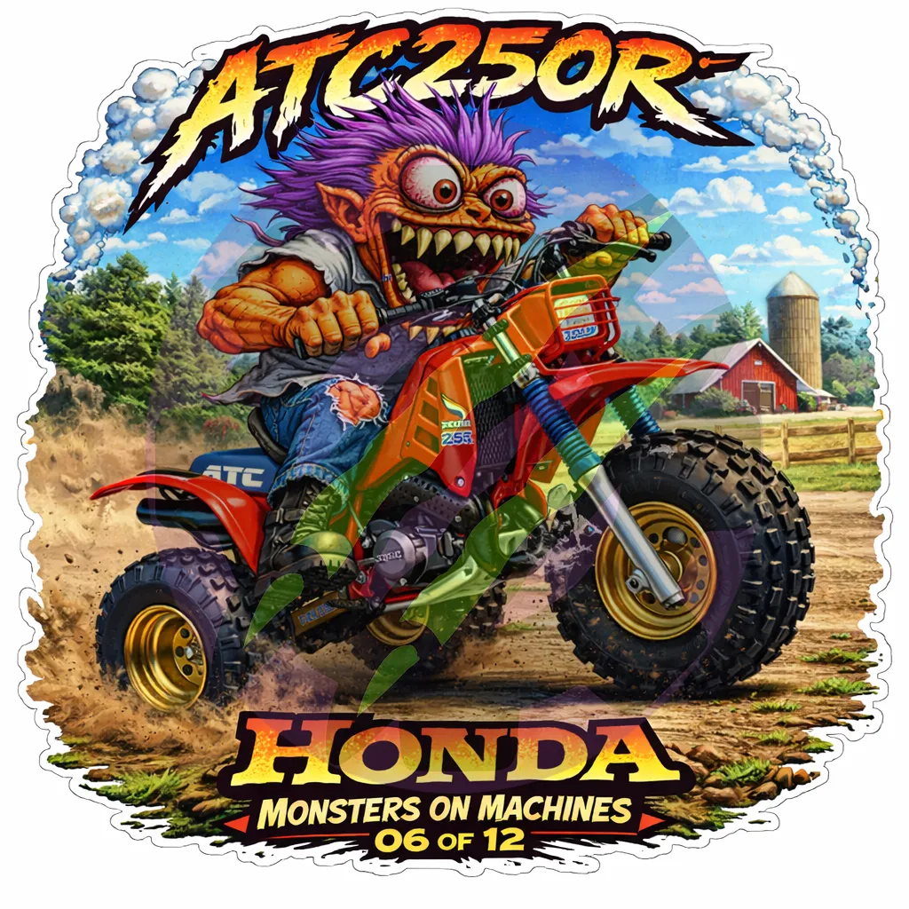 Honda ATC250R Monster Sticker 9x9cm Vinyl Decal 06 of 12