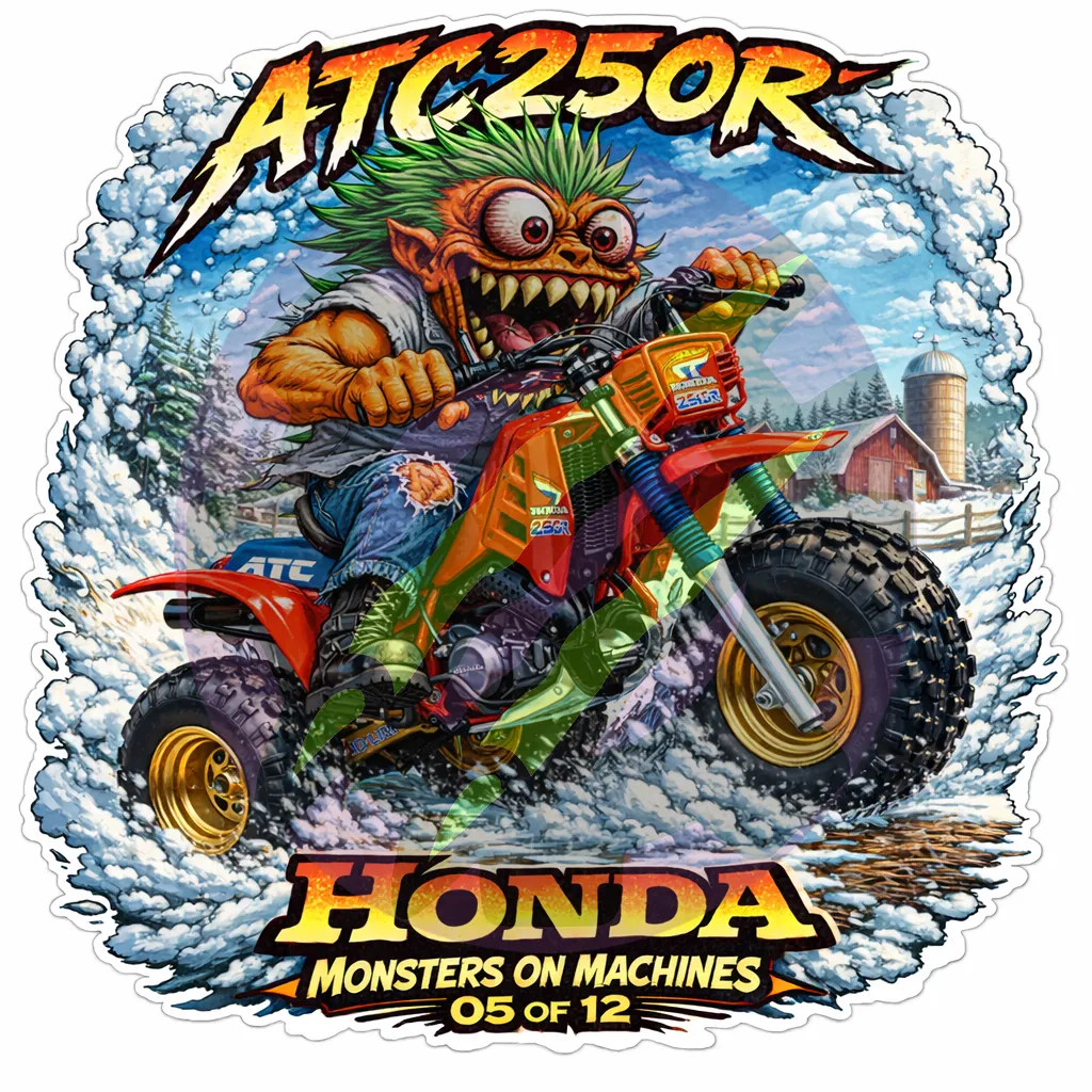 Honda ATC250R Monster Sticker 9x9cm Vinyl Decal 05 of 12