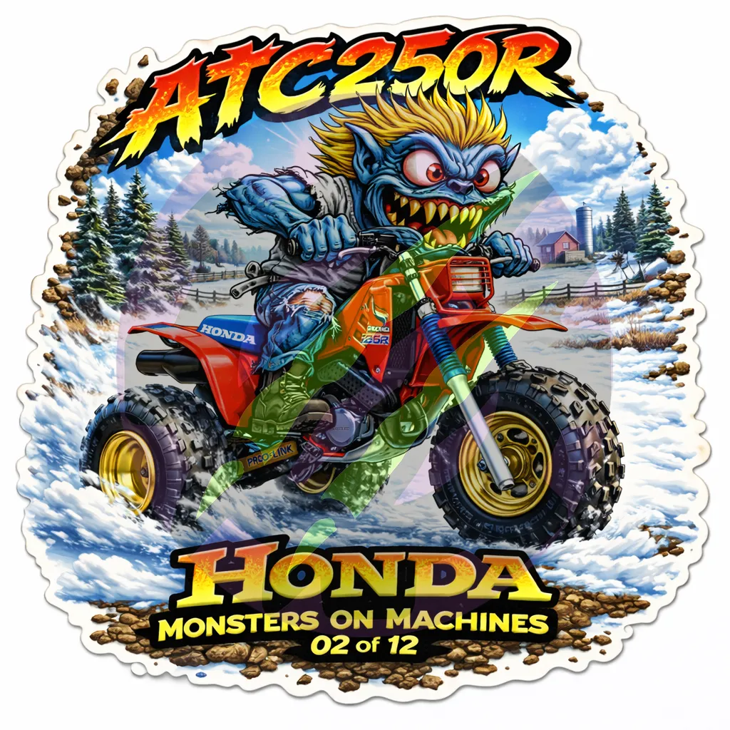 Honda ATC250R Monster Sticker 9x9cm Vinyl Decal 02 of 12
