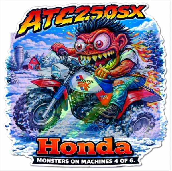 1987 Honda ATC250SX Monster Vinyl Sticker 9x9cm Die Cut Series Number 04 of 06