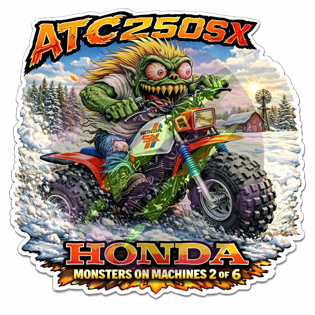 1987 Honda ATC250SX Monster Vinyl Sticker 9x9cm Die Cut Series Number 02 of 06