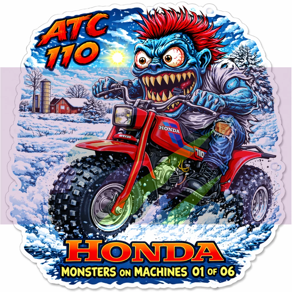 1984 Honda ATC110 Monster Vinyl Sticker 9x9cm Die Cut Series Number 01 of 06