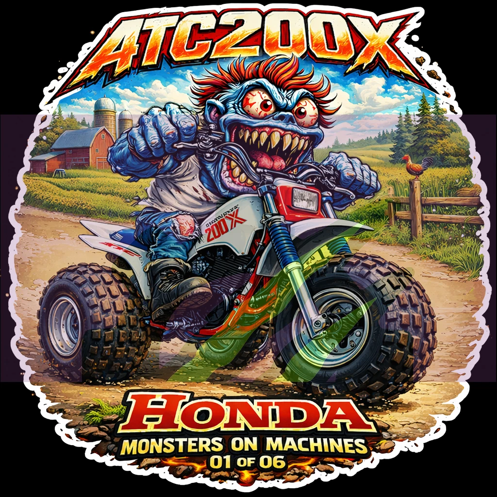 1987 Honda ATC200X Monster Vinyl Sticker 9x9cm Die Cut Series Number 01 of 06