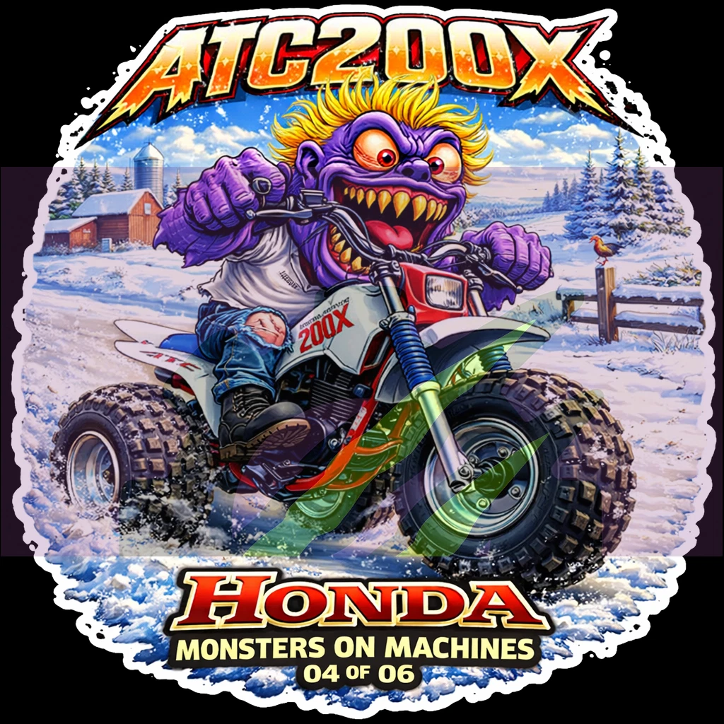 1987 Honda ATC200X Monster Vinyl Sticker 9x9cm Die Cut Series Number 04 of 06