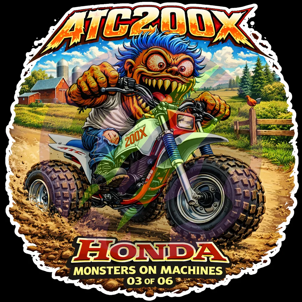 1987 Honda ATC200X Monster Vinyl Sticker 9x9cm Die Cut Series Number 03 of 06