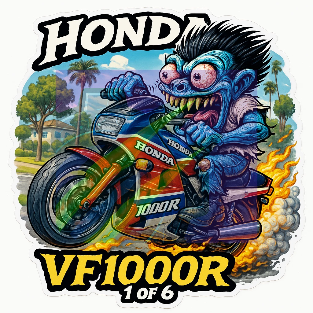 1986 Honda VF1000R Monster Sticker Sportbike in SoCal Die-Cut Vinyl 1 of 6