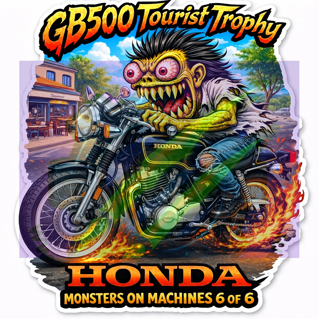 1989 Honda GB500 Tourist Trophy Monster Vinyl Sticker 9x9cm Die Cut 6 of 6