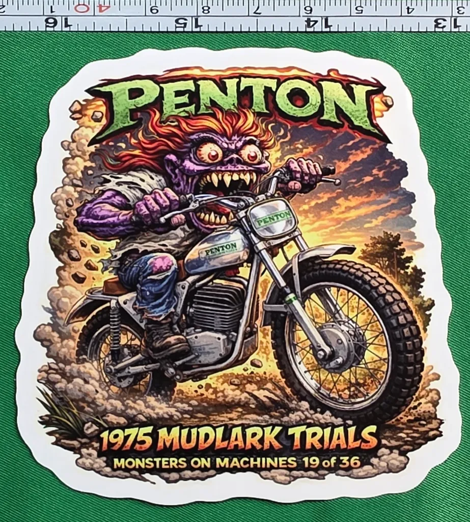 1975 Penton Mudlark Trials Monsters on Machines Die Cut Sticker 19 of 36