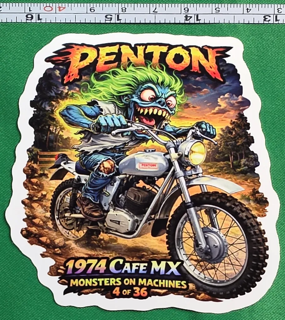 1974 Penton Cafe MX Monsters on Machines Die Cut Sticker 4 of 36 Vintage Dirt