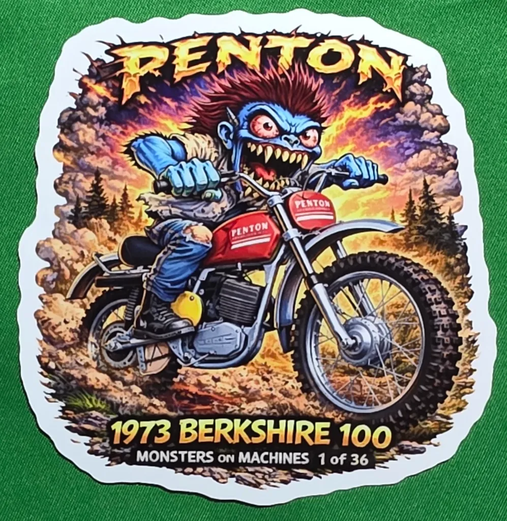 1973 Penton Berkshire 100 Monsters on Machines Die Cut Sticker 1 of 36