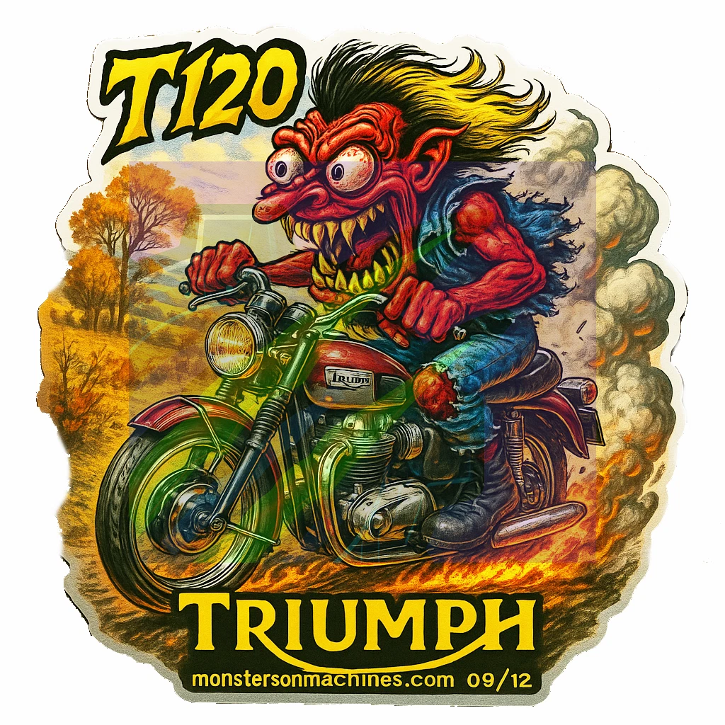Triumph T120 Bonneville Vintage-Style Durable 9x9cm Vinyl Sticker 09-12