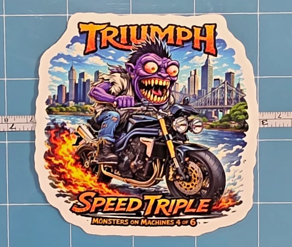 Triumph Speed Triple Monster Vinyl Sticker 9x9cm Monsters on Machines 4-6