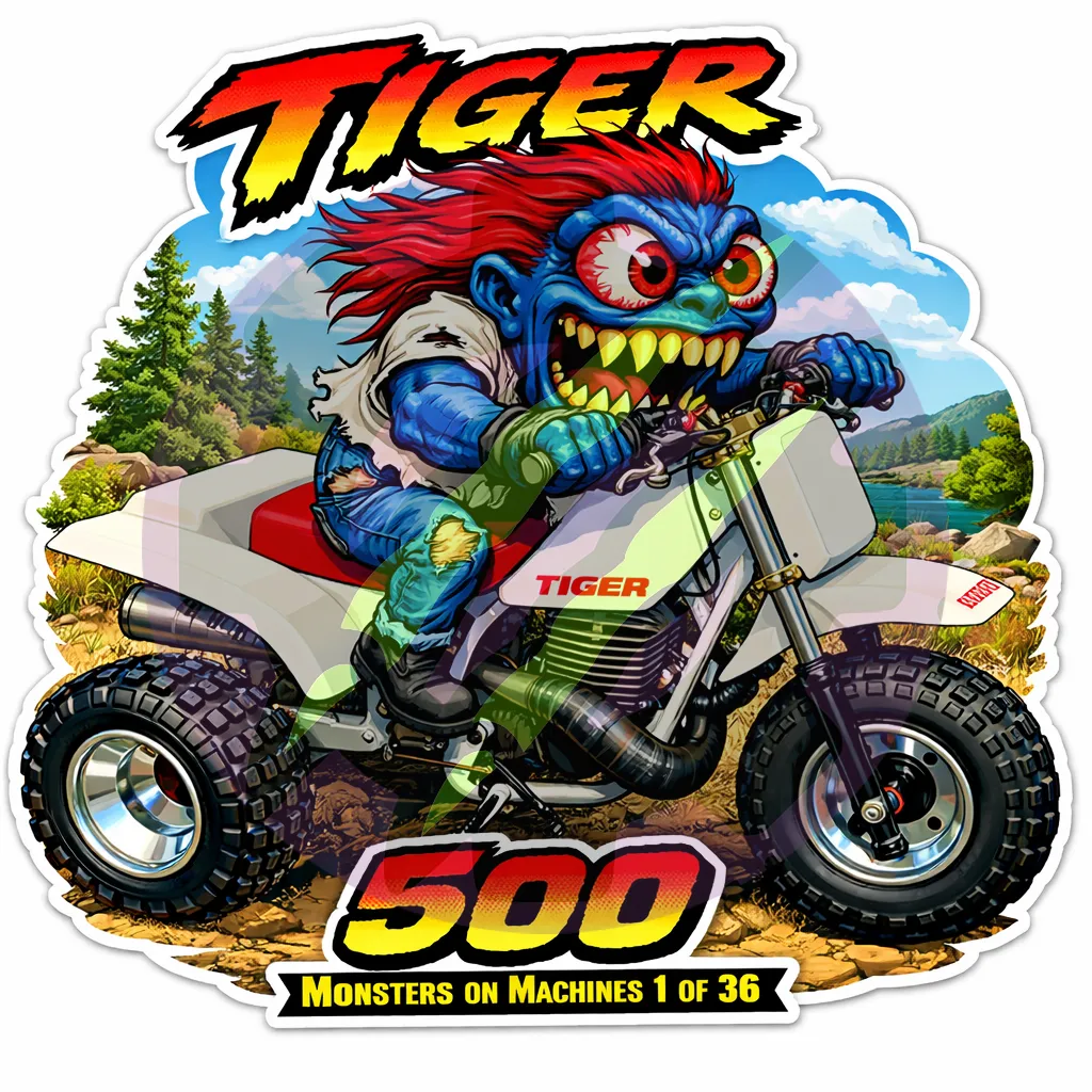 Tiger 500 Race ATC Monster Sticker 9x9cm Durable Vinyl Decal Series 1 of 36