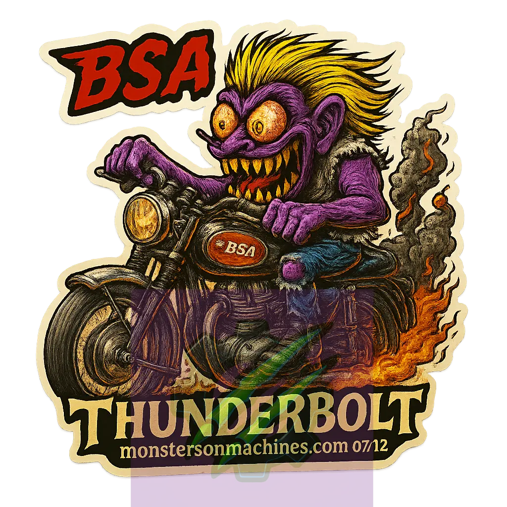 1969 BSA Thunderbolt – “Thunderbolt Terror” Monster Sticker – Monsters on Machines Regular Series 7/12