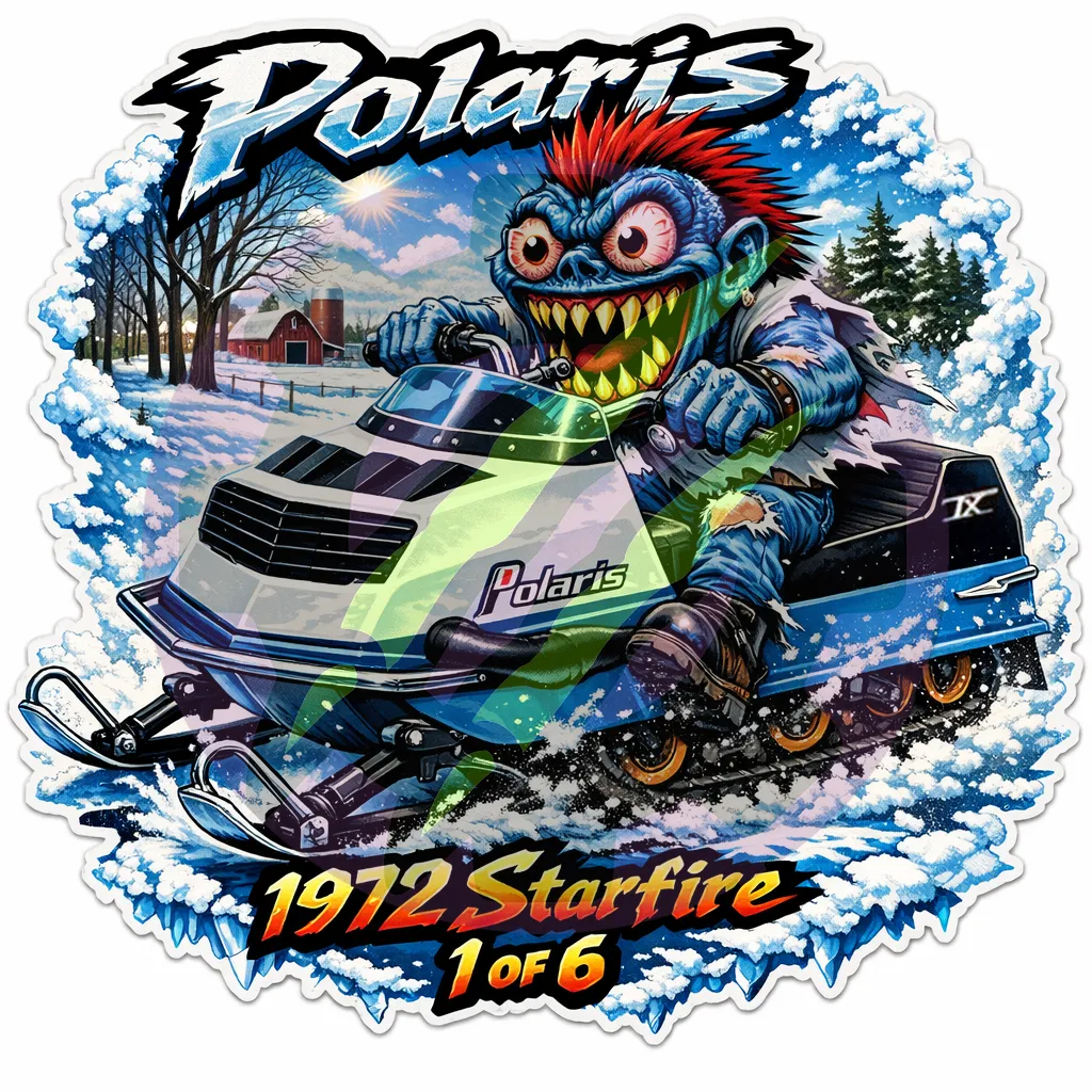 1972 Polaris Starfire Monster Sticker 9x9cm Vinyl Decal 1 of 6