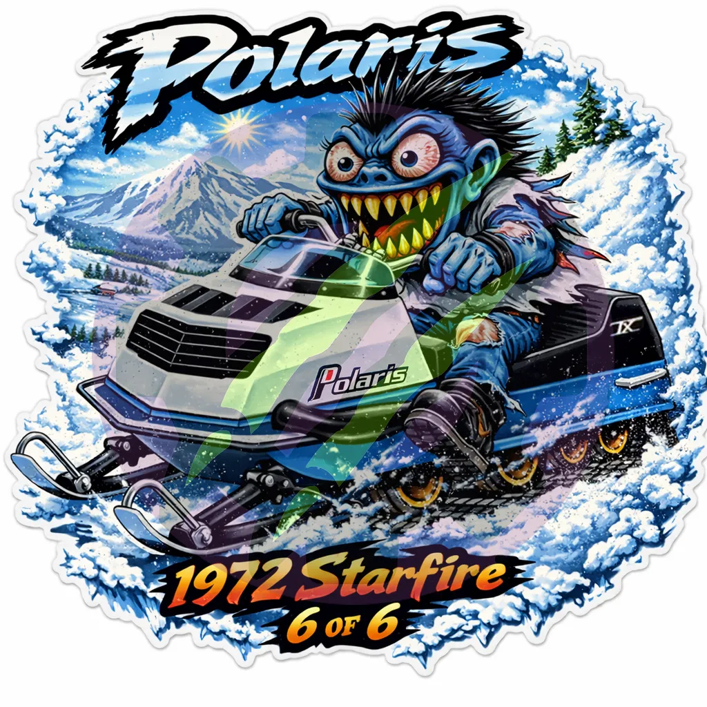 1972 Polaris Starfire Monster Sticker 9x9cm Vinyl Decal 6 of 6