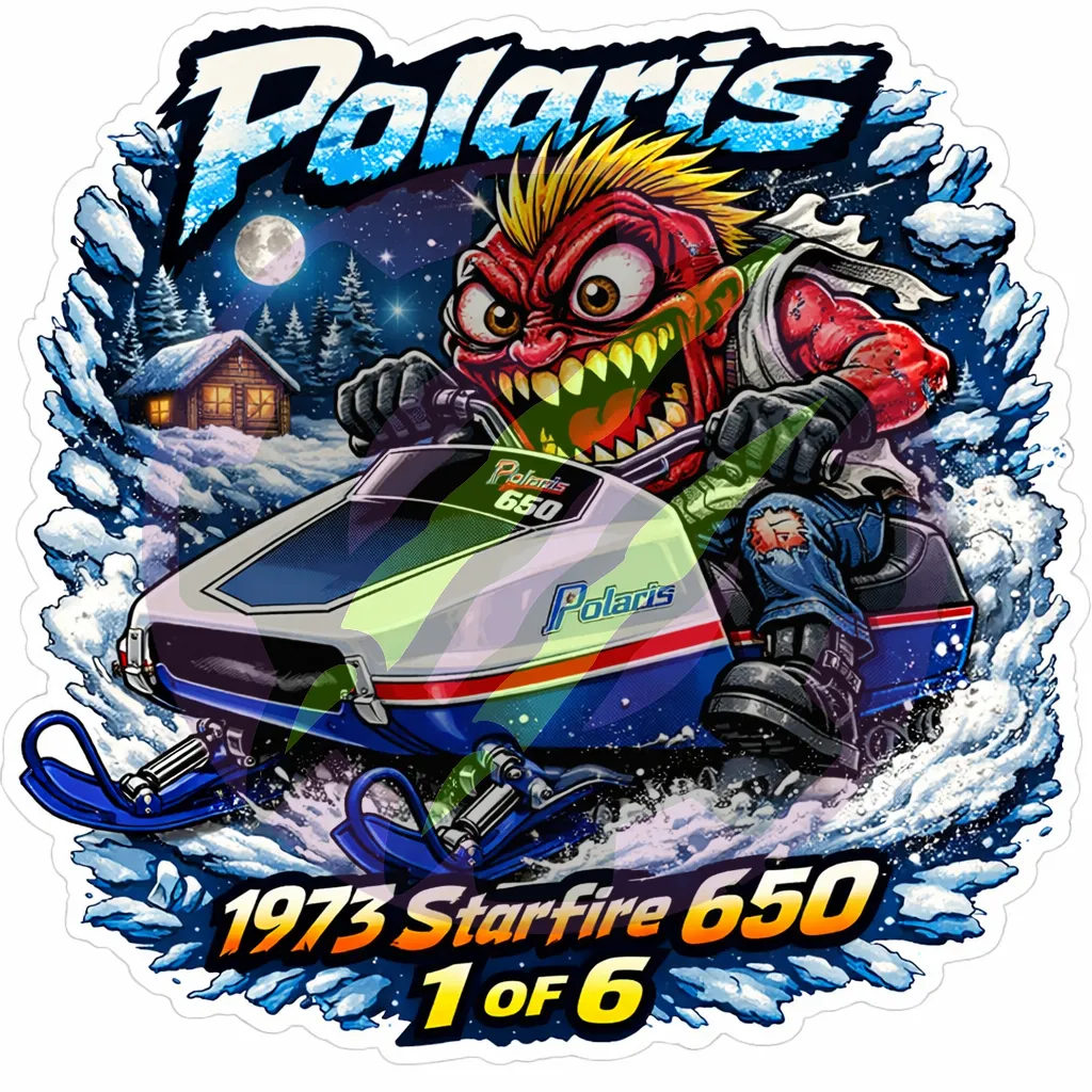 1973 Polaris Starfire 650 Monster Sticker 9x9cm Vinyl Decal 1 of 6