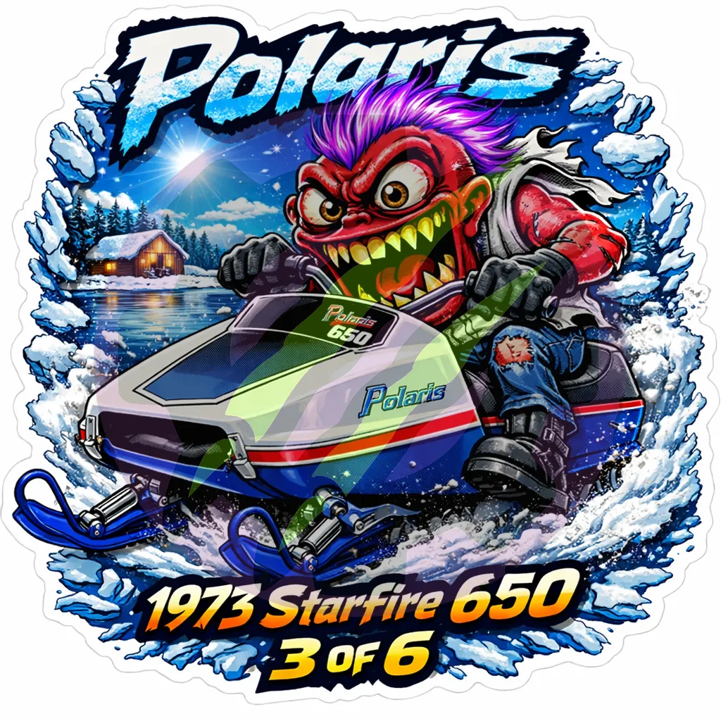 1973 Polaris Starfire 650 Monster Sticker 9x9cm Vinyl Decal 3 of 6