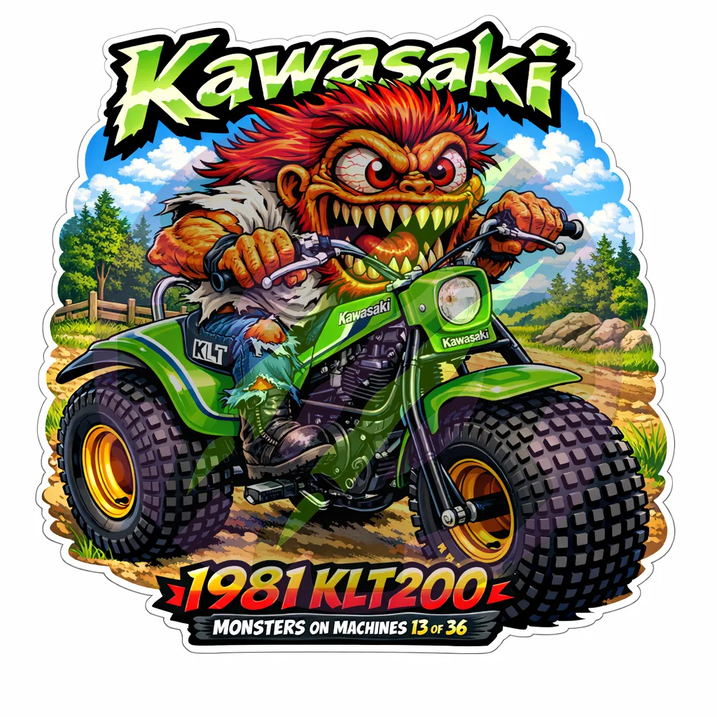 1981 Kawasaki KLT200 3-Wheeler ATV - Monsters on Machines Sticker 13/36