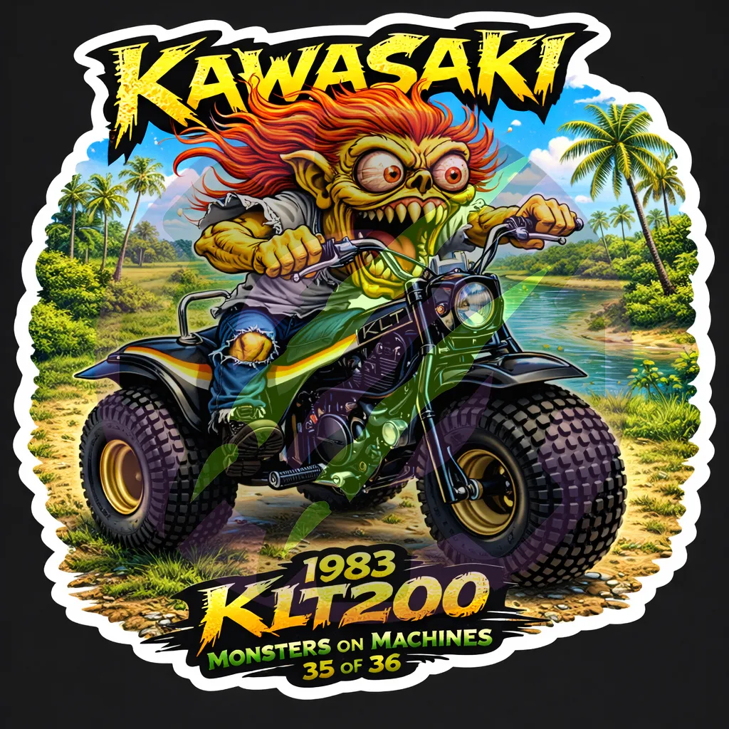 1983 Kawasaki KLT200 3-Wheeler ATV - Monsters on Machines Sticker 35/36