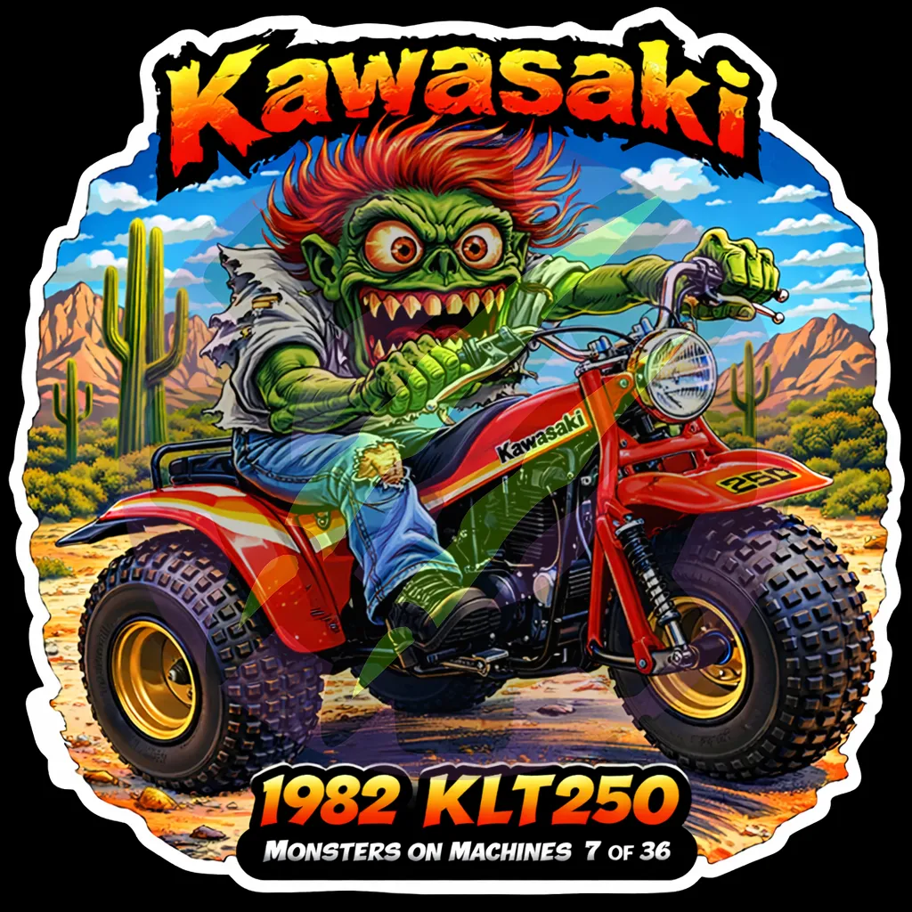1982 Kawasaki KLT250 3-Wheeler ATV - Monsters on Machines Sticker 7/36