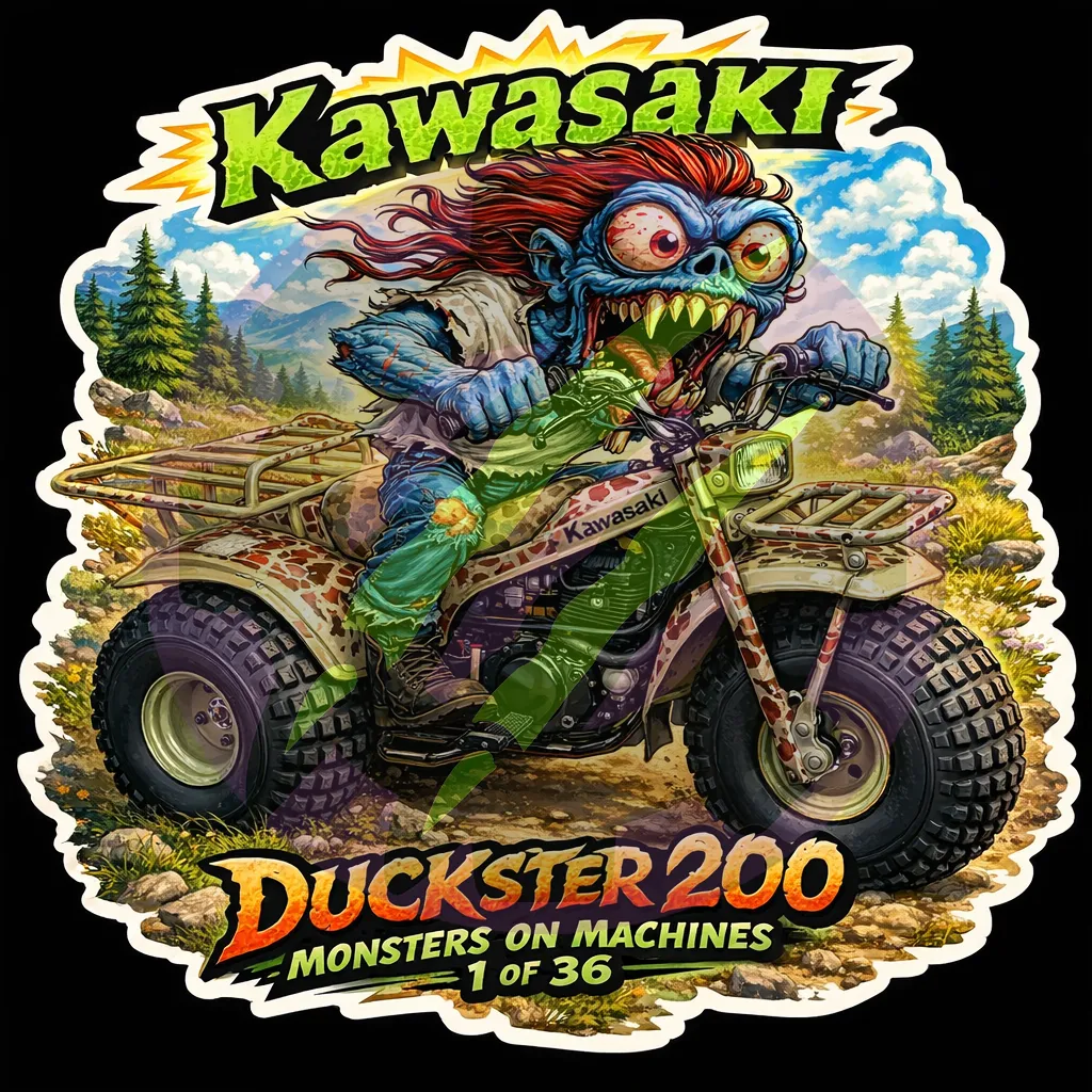 Kawasaki Duckster 200 3-Wheeler ATV - Monsters on Machines Sticker 1/36