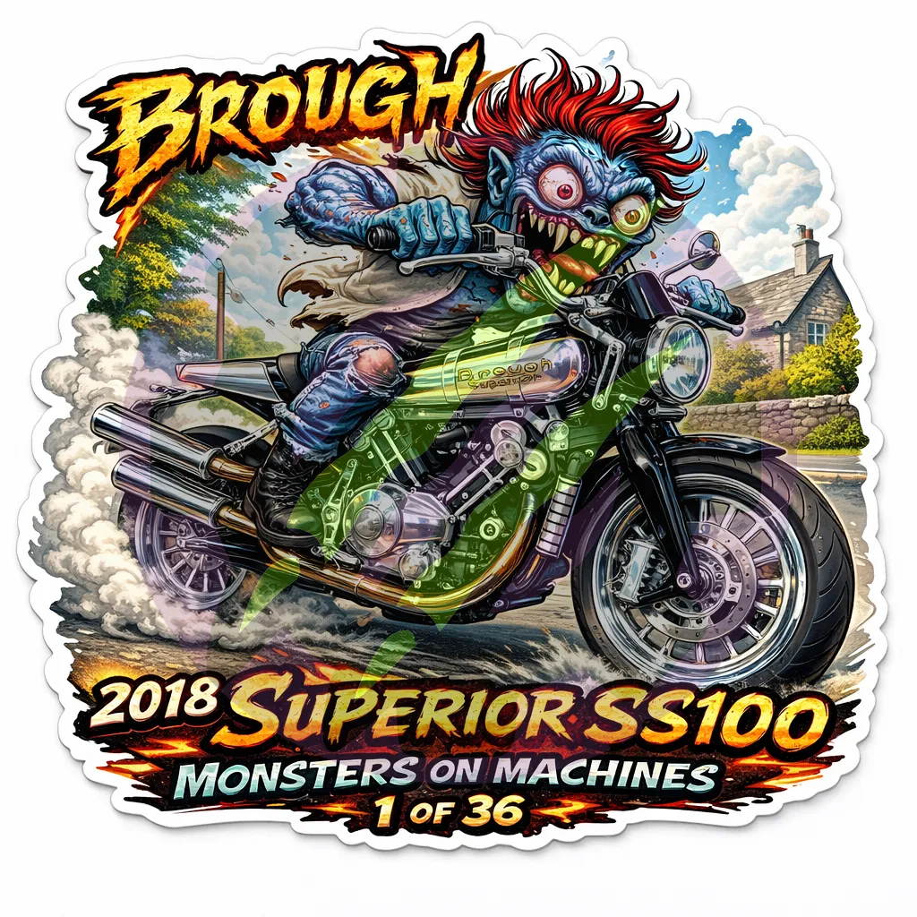2018 Brough Superior SS100 Motorcycle - Monsters on Machines Vinyl Sticker 1/36