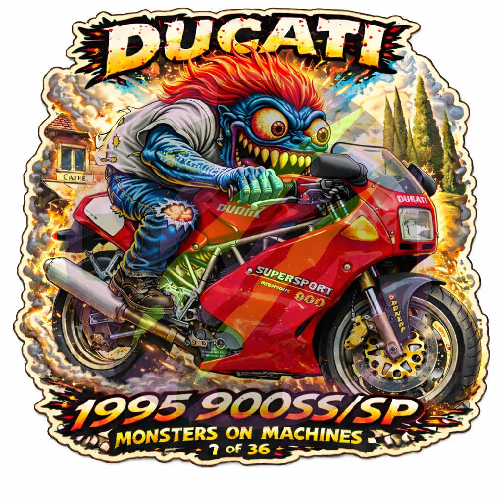1995 Ducati 900SS/SP Supersport Motorcycle - Monsters on Machines Sticker 7/36