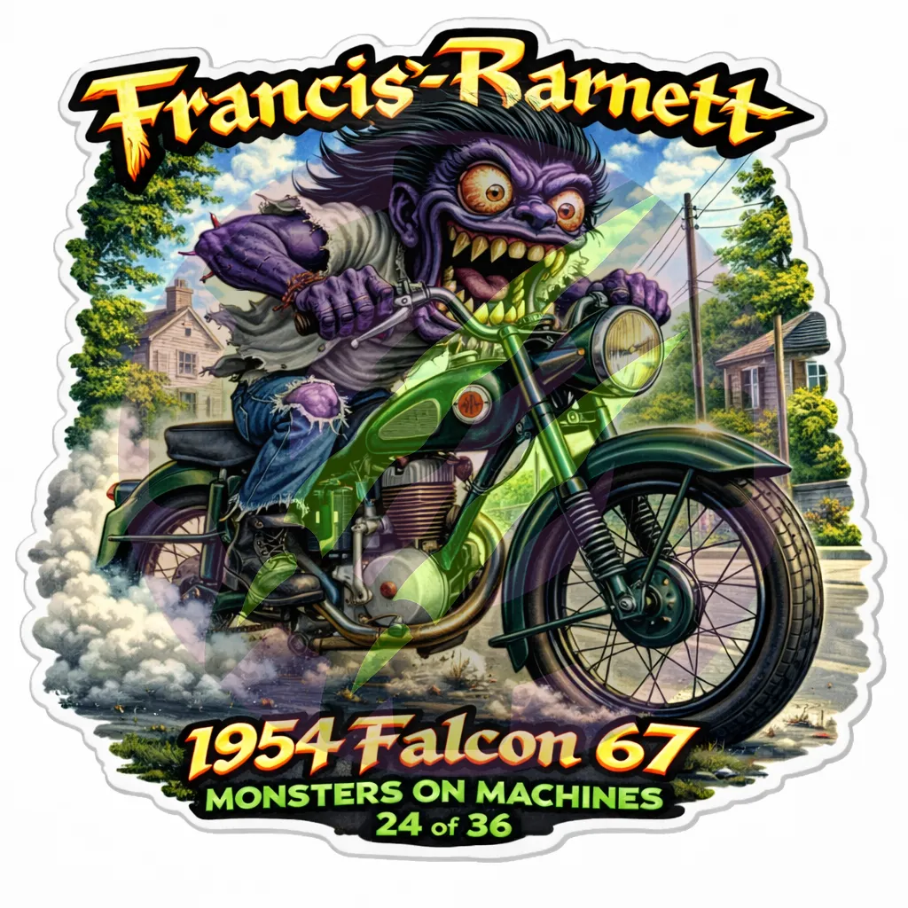 1954 Francis-Barnett Falcon 67 Motorcycle - Monsters on Machines Sticker 24/36